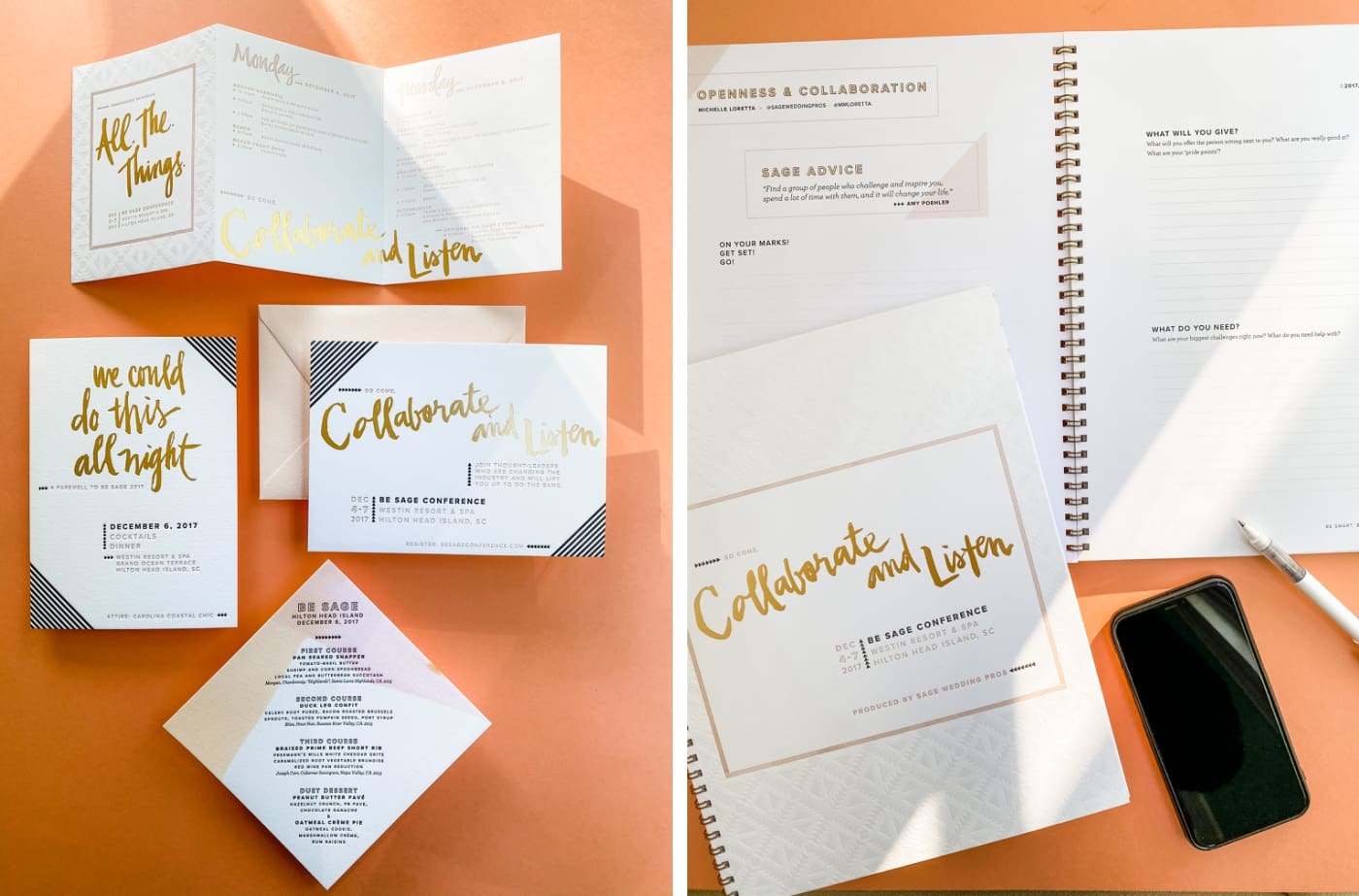 A stationery flat lay for the Be Sage conference in 2017