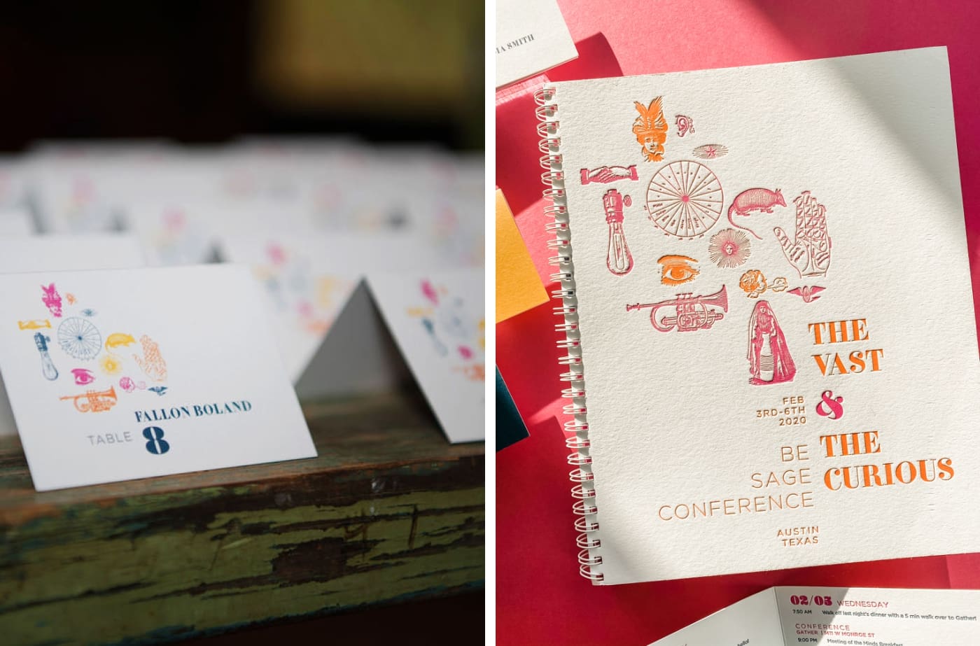 Seating cards for an event industry conference in 2020