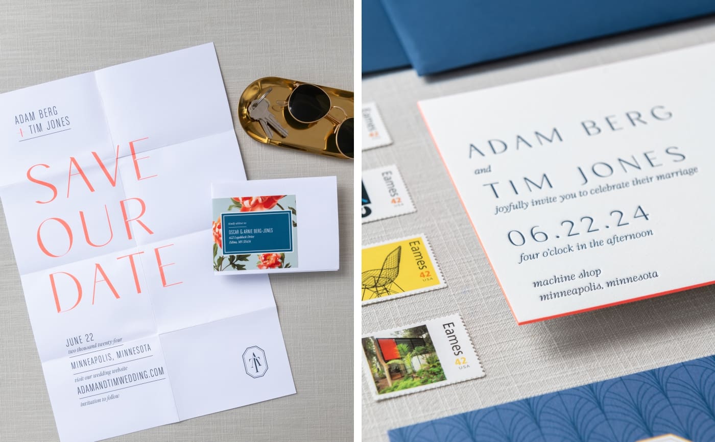 A poster-sixed save the date for a wedding weekend